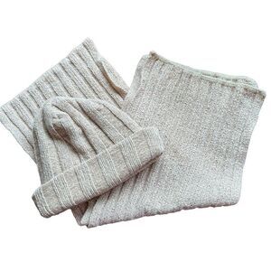 Eddie Bauer Beige Unisex Acrylic Beanie and Scarf Set One Size 2 Piece